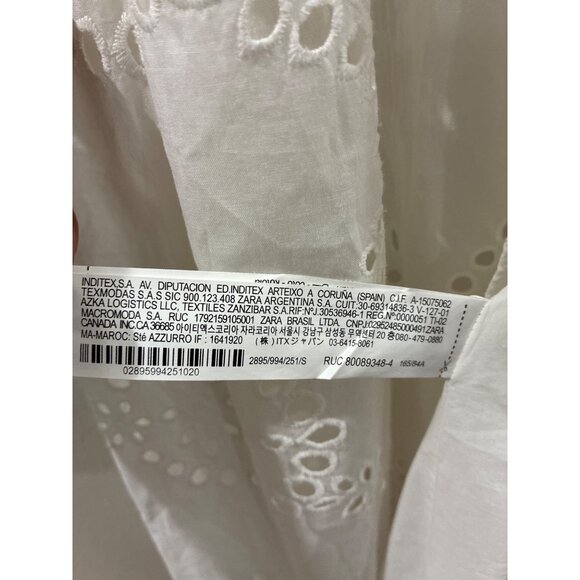 Zara Womens embroidered White button-up Cotton maxi summer dress size Small - Picture 8 of 9